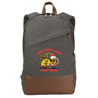 Make Tacos And Beer Cheap Again Funny Political Fiesta Cotton Canvas Backpack