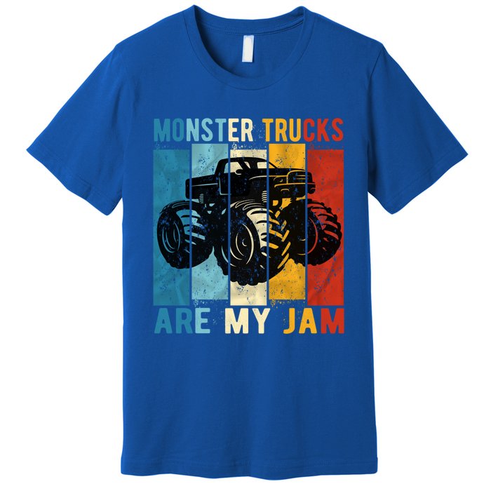 Monster Trucks Are My Jam Vintage Retro Monster Truck Gift Premium T-Shirt