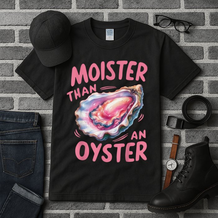 Moister Than An Oyster Inappropriate Shellfish Funny Raunchy Tall T-Shirt