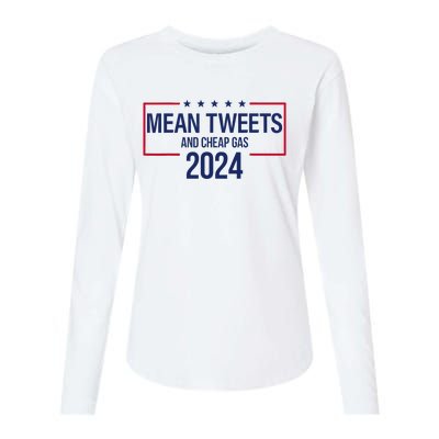 Mean Tweets And Cheap Gas 2024 President Donald Trump Womens Cotton Relaxed Long Sleeve T-Shirt