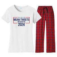 Mean Tweets And Cheap Gas 2024 President Donald Trump Women's Flannel Pajama Set