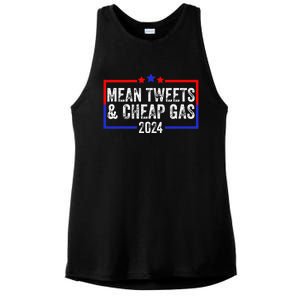 Mean Tweets And Cheap Gas Funny 2024 Pro Trump Ladies PosiCharge Tri-Blend Wicking Tank