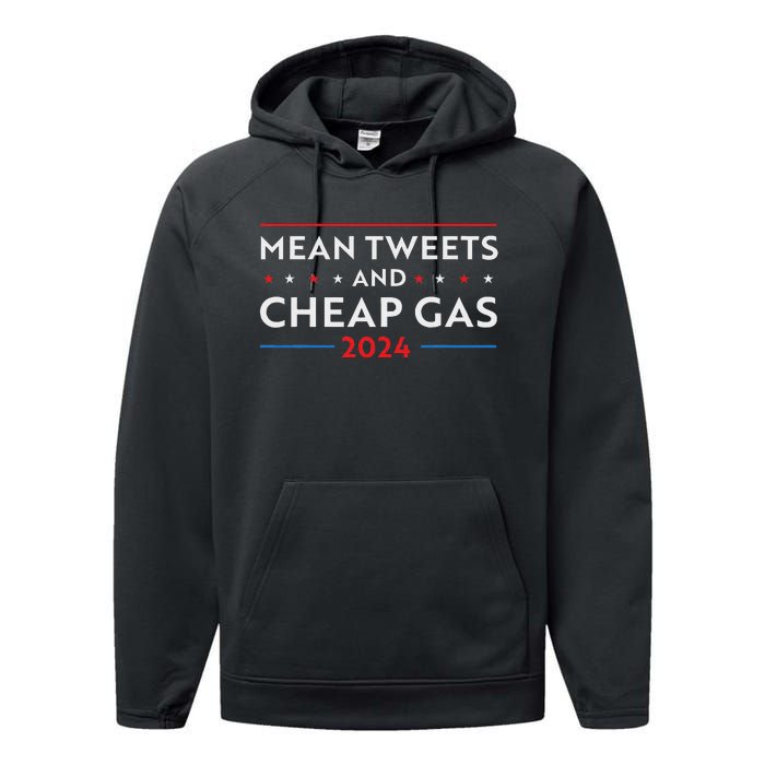 Mean Tweets And Cheap Gas Pro Trump Women Performance Fleece Hoodie