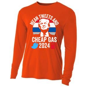 Mean Tweets And Cheap Gas 2024 Donald Trump For President Gift Cooling Performance Long Sleeve Crew