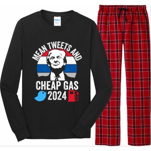 Mean Tweets And Cheap Gas 2024 Donald Trump For President Gift Long Sleeve Pajama Set