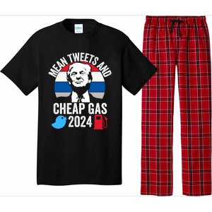 Mean Tweets And Cheap Gas 2024 Donald Trump For President Gift Pajama Set