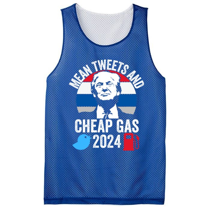 Mean Tweets And Cheap Gas 2024 Donald Trump For President Gift Mesh Reversible Basketball Jersey Tank