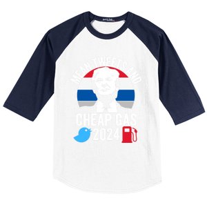 Mean Tweets And Cheap Gas 2024 Donald Trump For President Gift Baseball Sleeve Shirt