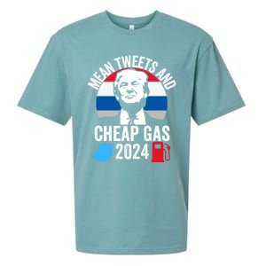 Mean Tweets And Cheap Gas 2024 Donald Trump For President Gift Sueded Cloud Jersey T-Shirt