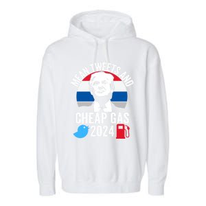 Mean Tweets And Cheap Gas 2024 Donald Trump For President Gift Garment-Dyed Fleece Hoodie