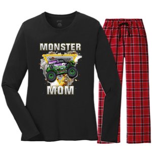 Monster Truck Are My Jam Monster Truck Mom Women's Long Sleeve Flannel Pajama Set 