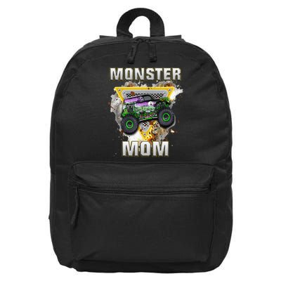 Monster Truck Are My Jam Monster Truck Mom 16 in Basic Backpack