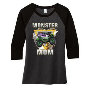 Monster Truck Are My Jam Monster Truck Mom Women's Tri-Blend 3/4-Sleeve Raglan Shirt