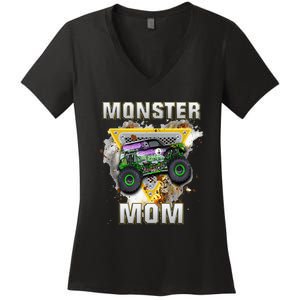 Monster Truck Are My Jam Monster Truck Mom Women's V-Neck T-Shirt