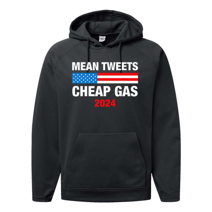 Mean Tweets And Cheap Gas 2024 Support Trump Election Performance Fleece Hoodie