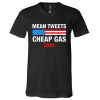 Mean Tweets And Cheap Gas 2024 Support Trump Election V-Neck T-Shirt