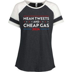 Mean Tweets And Cheap Gas Funny 2024 Pro Trump Enza Ladies Jersey Colorblock Tee