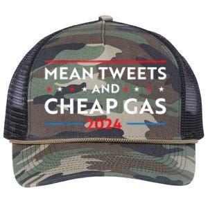 Mean Tweets And Cheap Gas Funny 2024 Pro Trump Retro Rope Trucker Hat Cap