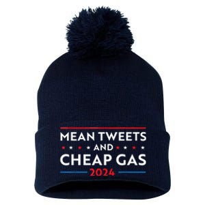 Mean Tweets And Cheap Gas Funny 2024 Pro Trump Pom Pom 12in Knit Beanie