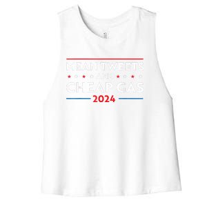 Mean Tweets And Cheap Gas Funny 2024 Pro Trump Women's Racerback Cropped Tank