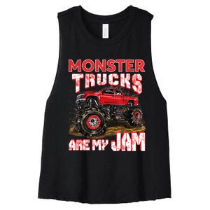 Monster Truck Are My Jam For Monster Truck Lovers Women's Racerback Cropped Tank