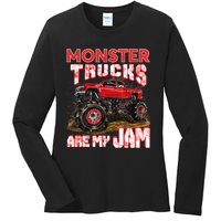 Monster Truck Are My Jam For Monster Truck Lovers Ladies Long Sleeve Shirt