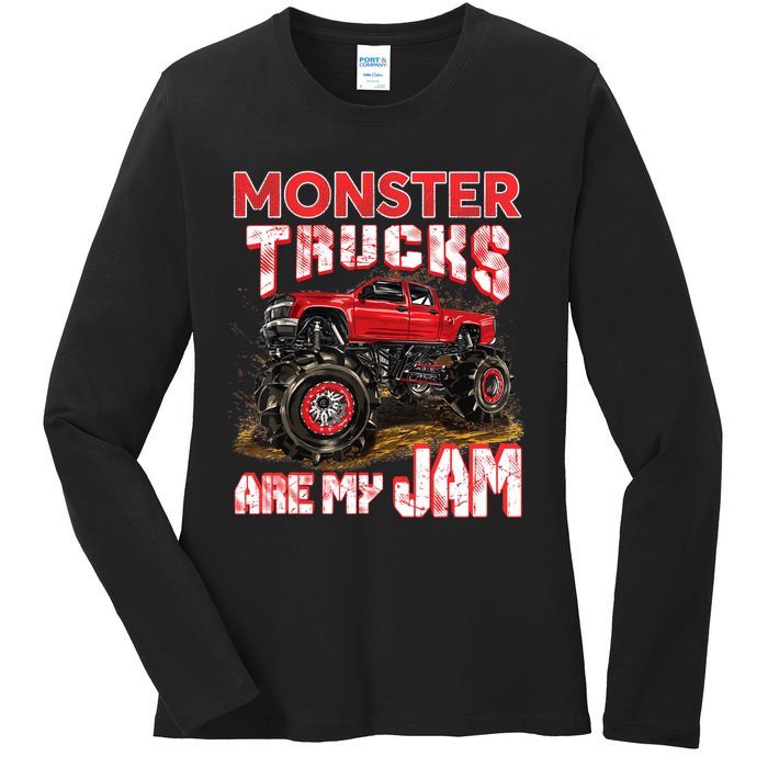 Monster Truck Are My Jam For Monster Truck Lovers Ladies Long Sleeve Shirt