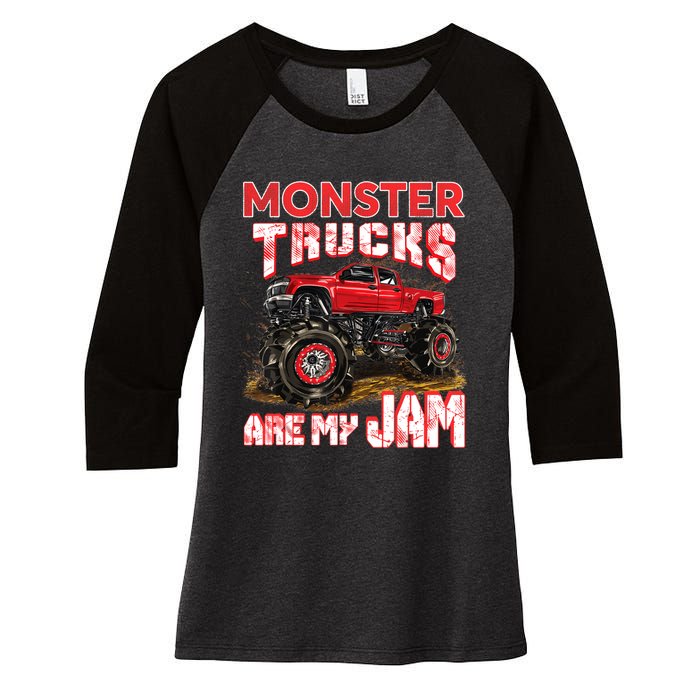 Monster Truck Are My Jam For Monster Truck Lovers Women's Tri-Blend 3/4-Sleeve Raglan Shirt