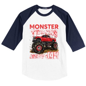 Monster Truck Are My Jam For Monster Truck Lovers Baseball Sleeve Shirt