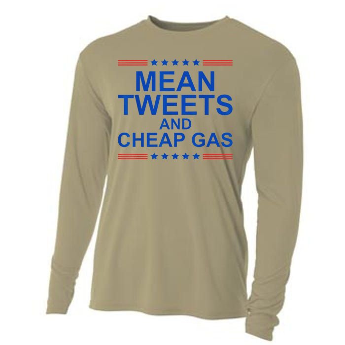 Mean Tweets And Cheap Gas Funny Trump 2024 Sarcasm Slogan Cooling Performance Long Sleeve Crew