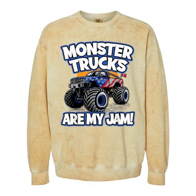 Monster Trucks Are My Jam Colorblast Crewneck Sweatshirt