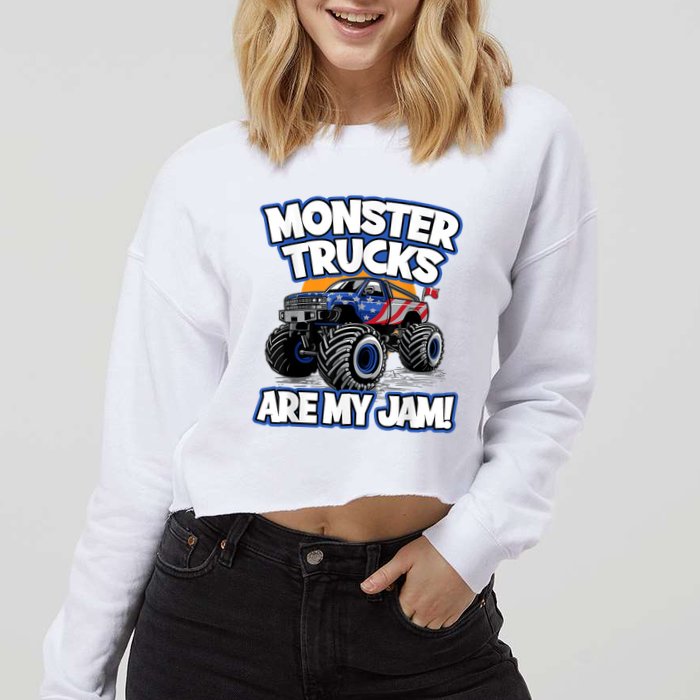 Monster Trucks Are My Jam Cropped Pullover Crew