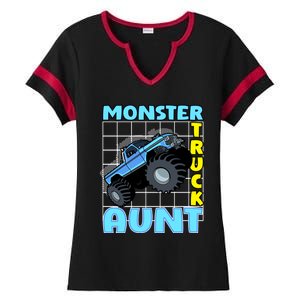 Monster Truck Aunt Monster Truck Family Fans Meaningful Gift Ladies Halftime Notch Neck Tee