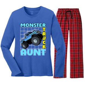 Monster Truck Aunt Monster Truck Family Fans Meaningful Gift Women's Long Sleeve Flannel Pajama Set 