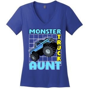 Monster Truck Aunt Monster Truck Family Fans Meaningful Gift Women's V-Neck T-Shirt