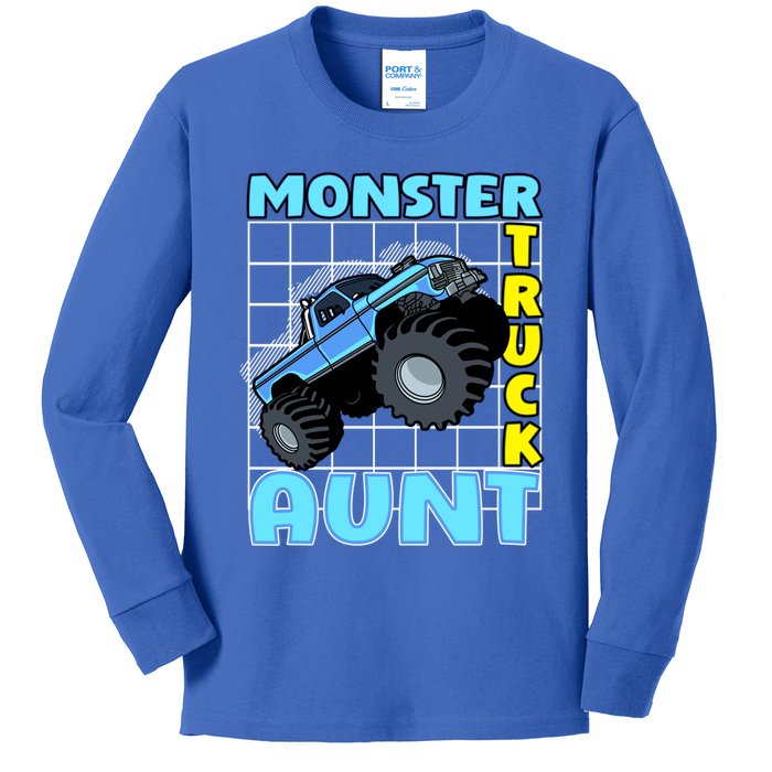 Monster Truck Aunt Monster Truck Family Fans Meaningful Gift Kids Long Sleeve Shirt