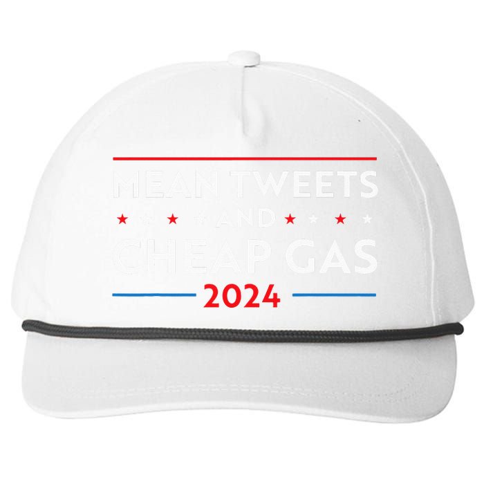 Mean Tweets And Cheap Gas Funny 2024 Pro Trump Snapback Five-Panel Rope Hat