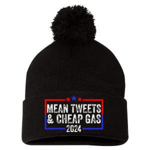 Mean Tweets And Cheap Gas Funny 2024 Pro Trump Pom Pom 12in Knit Beanie