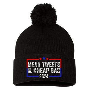 Mean Tweets And Cheap Gas Funny 2024 Pro Trump Pom Pom 12in Knit Beanie