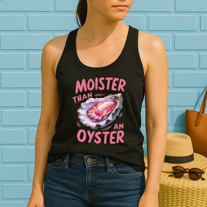 Moister Than An Oyster Inappropriate Shellfish Funny Raunchy Womens Tank Top