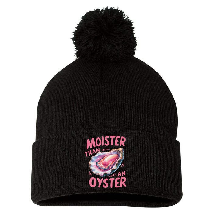 Moister Than An Oyster Inappropriate Shellfish Funny Raunchy Pom Pom 12in Knit Beanie