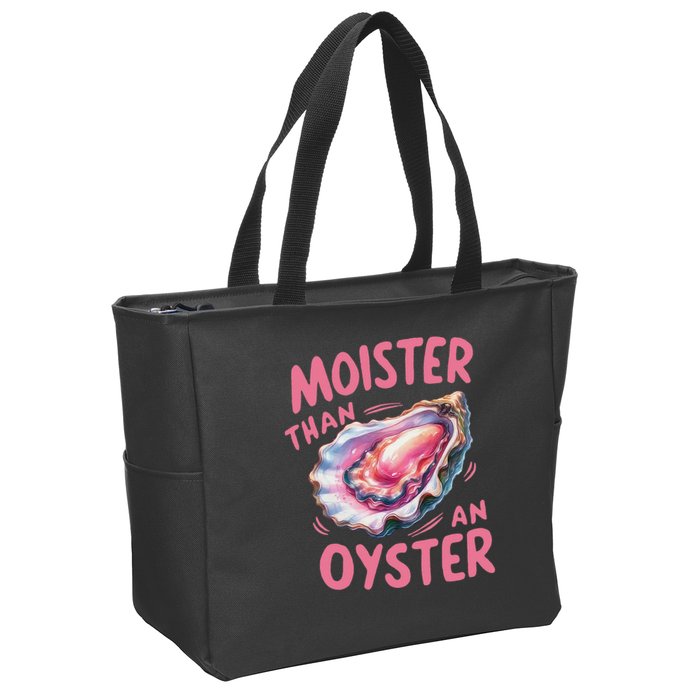 Moister Than An Oyster Inappropriate Shellfish Funny Raunchy Zip Tote Bag
