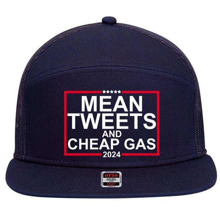 Mean Tweets And Cheap Gas 2024 7 Panel Mesh Trucker Snapback Hat