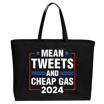 Mean Tweets And Cheap Gas Prices Meme 2024 Pro Trump Fan Cotton Canvas Jumbo Tote