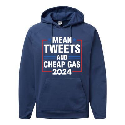 Mean Tweets And Cheap Gas Prices Meme 2024 Pro Trump Fan Performance Fleece Hoodie