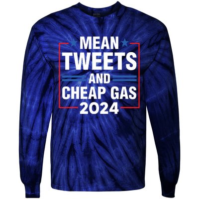 Mean Tweets And Cheap Gas Prices Meme 2024 Pro Trump Fan Tie-Dye Long Sleeve Shirt