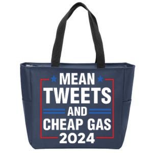 Mean Tweets And Cheap Gas Prices Meme 2024 Pro Trump Fan Zip Tote Bag