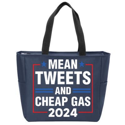 Mean Tweets And Cheap Gas Prices Meme 2024 Pro Trump Fan Zip Tote Bag