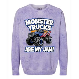 Monster Trucks Are My Jam Colorblast Crewneck Sweatshirt