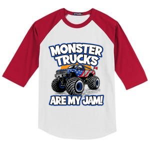 Monster Trucks Are My Jam Kids Colorblock Raglan Jersey